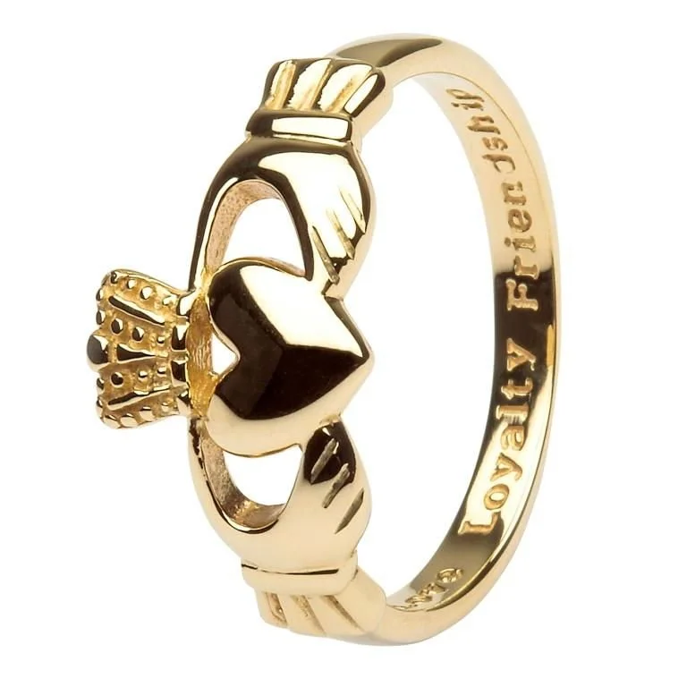 1 10k Gents Gold Claddagh Ring Love Loyalty Friendship...