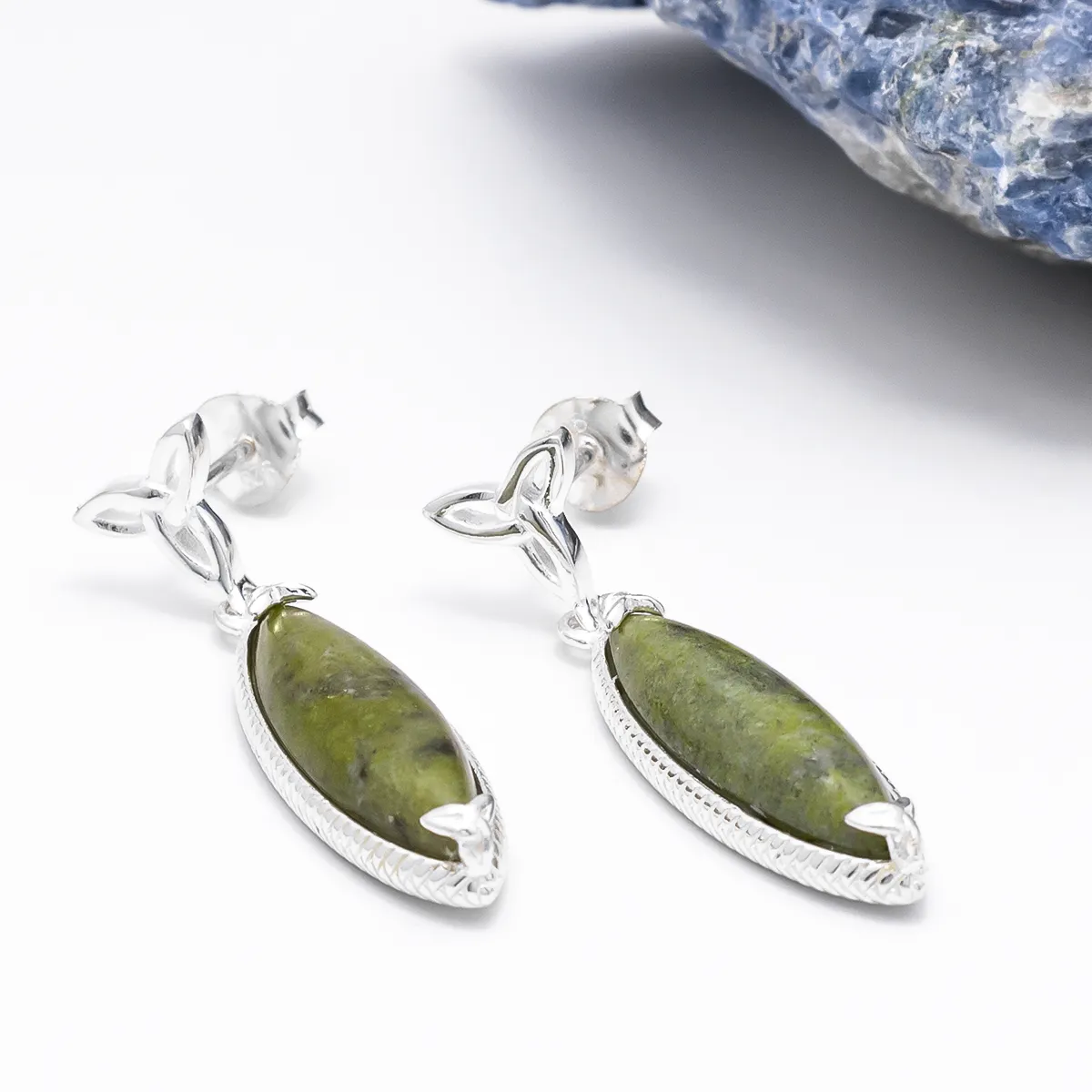 Connemara Marble Trinity Knot Marquise Earrings Photo 1 