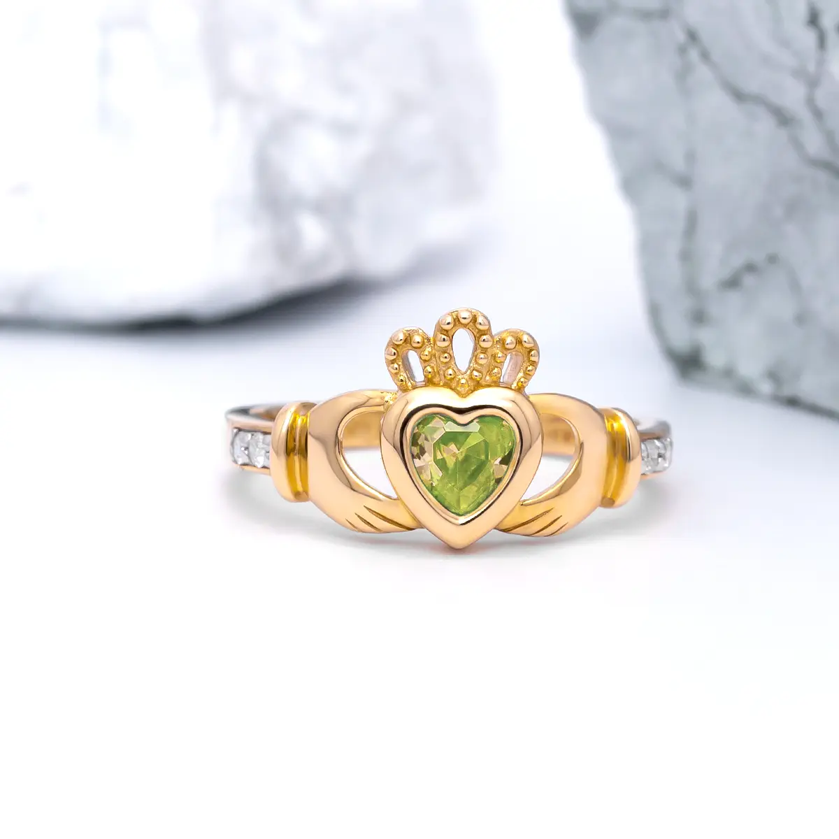 1 Gold August Claddagh Birthstone Ring 7webp...