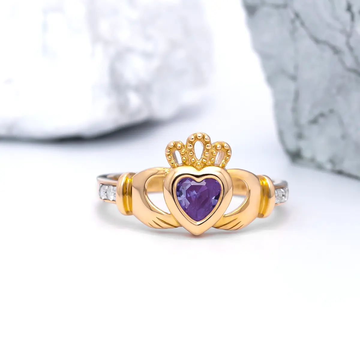 1 Gold February Claddagh Birthstone Ring 7webp...