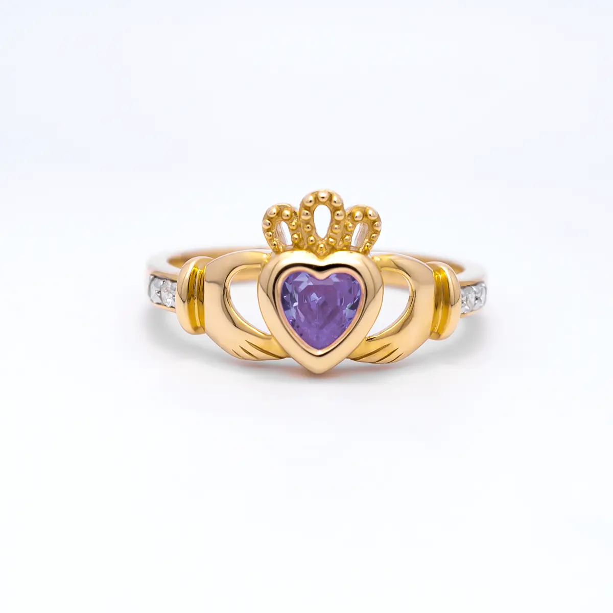 Gold June Claddagh Birthstone Ring Photo 1 