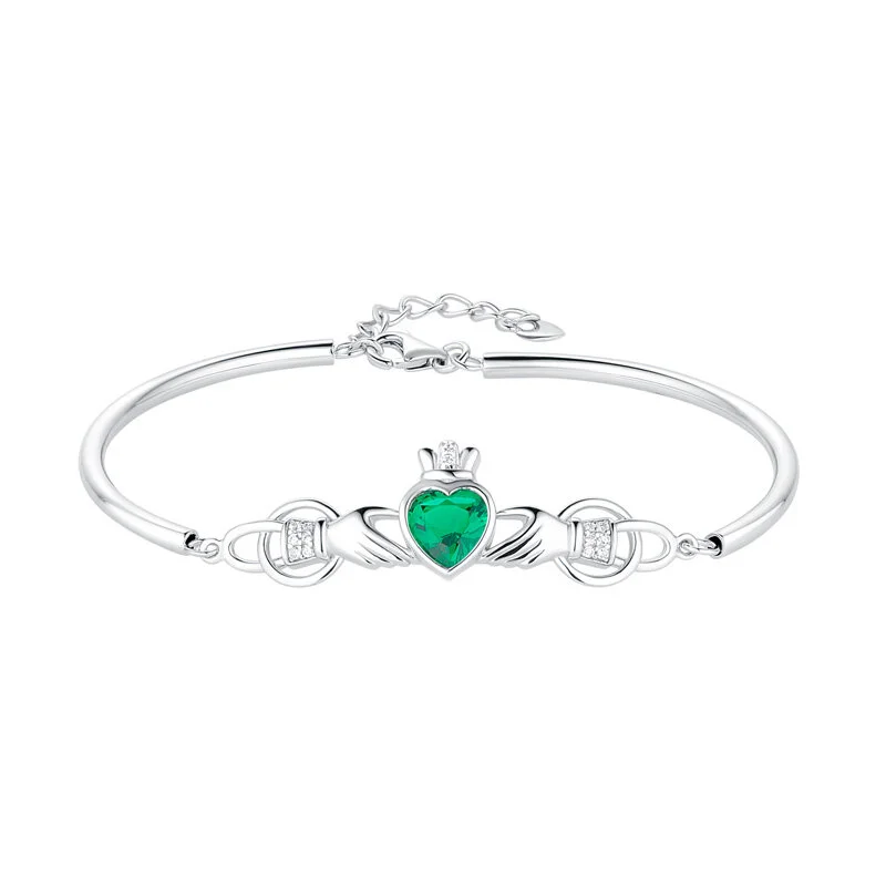 1 Silver Claddagh Bangle Cubic Zirconia Heart 1...