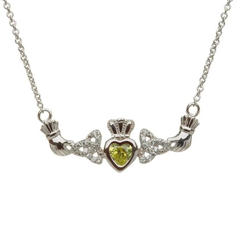 Birthstone Claddagh Trinity Knot Mothers Pendant...