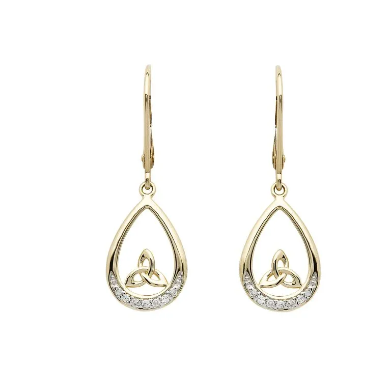 10 Png Diamond Set Trinity Knot Drop Earrings 14E689 4