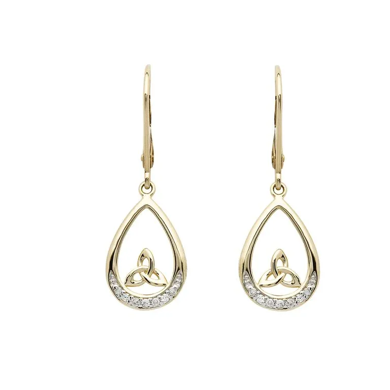 10 Png Diamond Set Trinity Knot Drop Earrings 14E689 4...