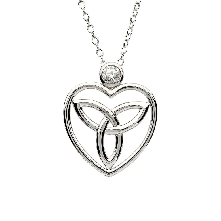 2 Celtic Trinity Knot Pendant Adorned With A Crystal...
