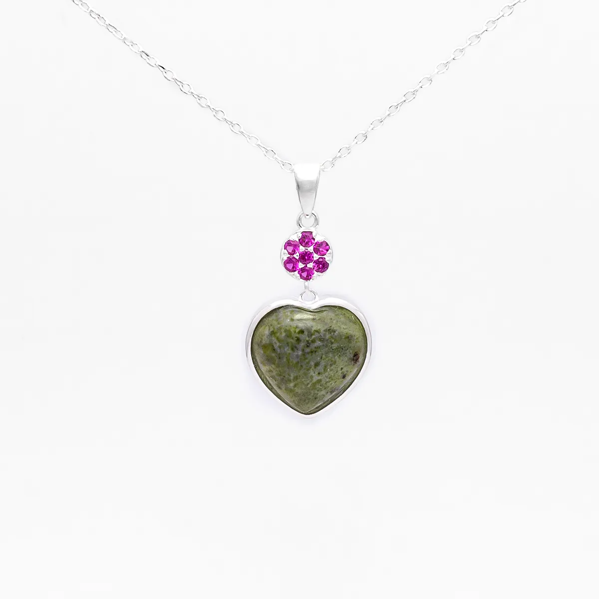 Connemara Marble Sterling Silver Heart Pendant...