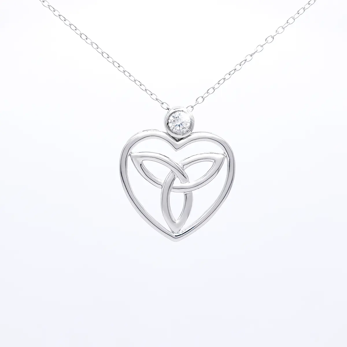 3 Silver Trinity Knot Pendant With Crystal 1...