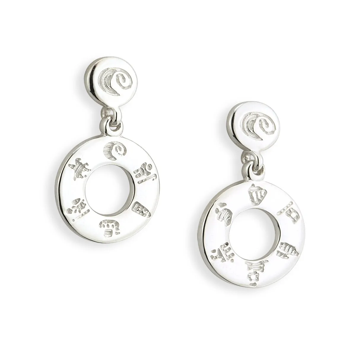 Sterling Silver History of Ireland Doughnut-Shaped Earrings...