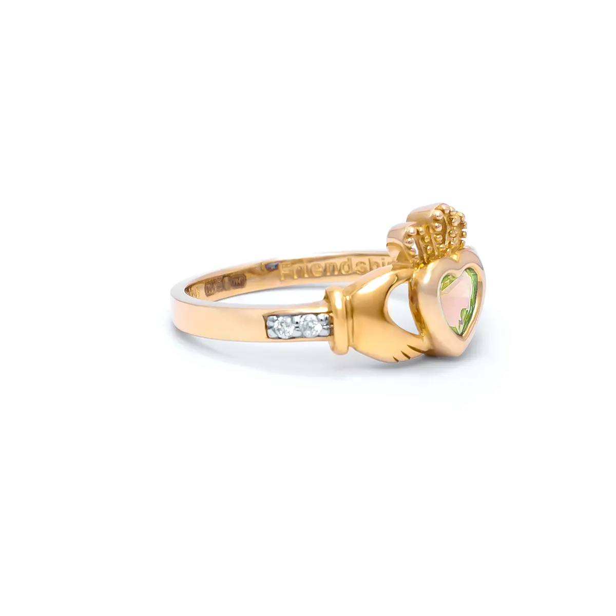 4 Gold August Claddagh Birthstone Ring 3webp...