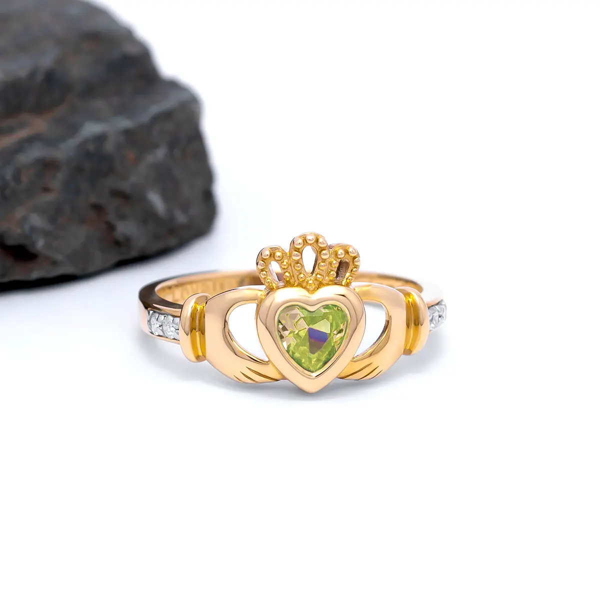 5 Gold August Claddagh Birthstone Ring 4webp...