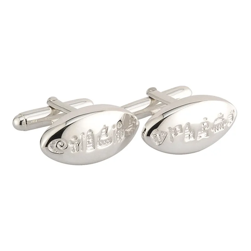 Sterling Silver History of Ireland Oval Cufflinks...