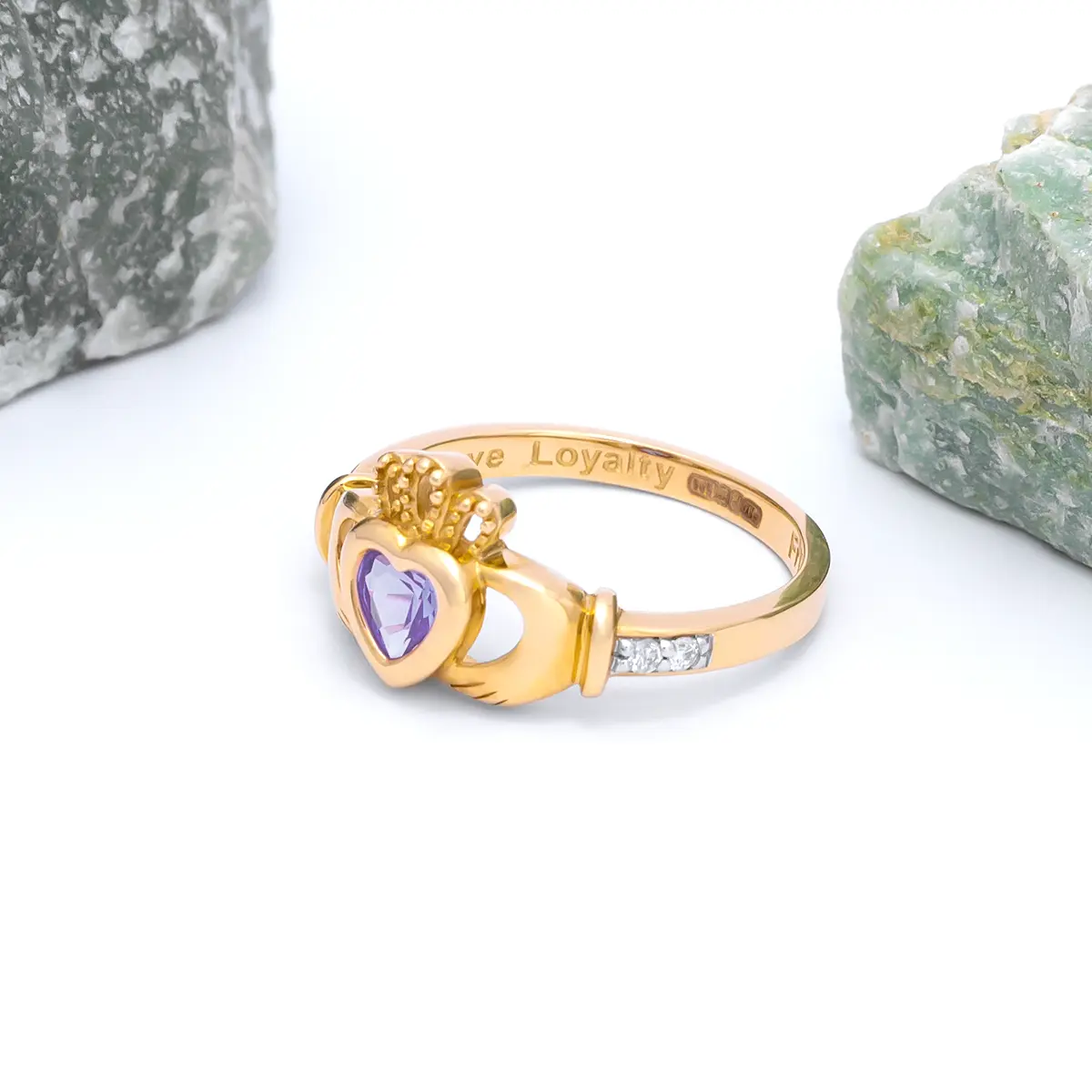 Gold June Claddagh Birthstone Ring Photo 6 