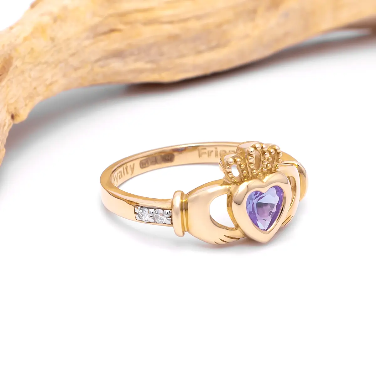Gold June Claddagh Birthstone Ring Photo 7 