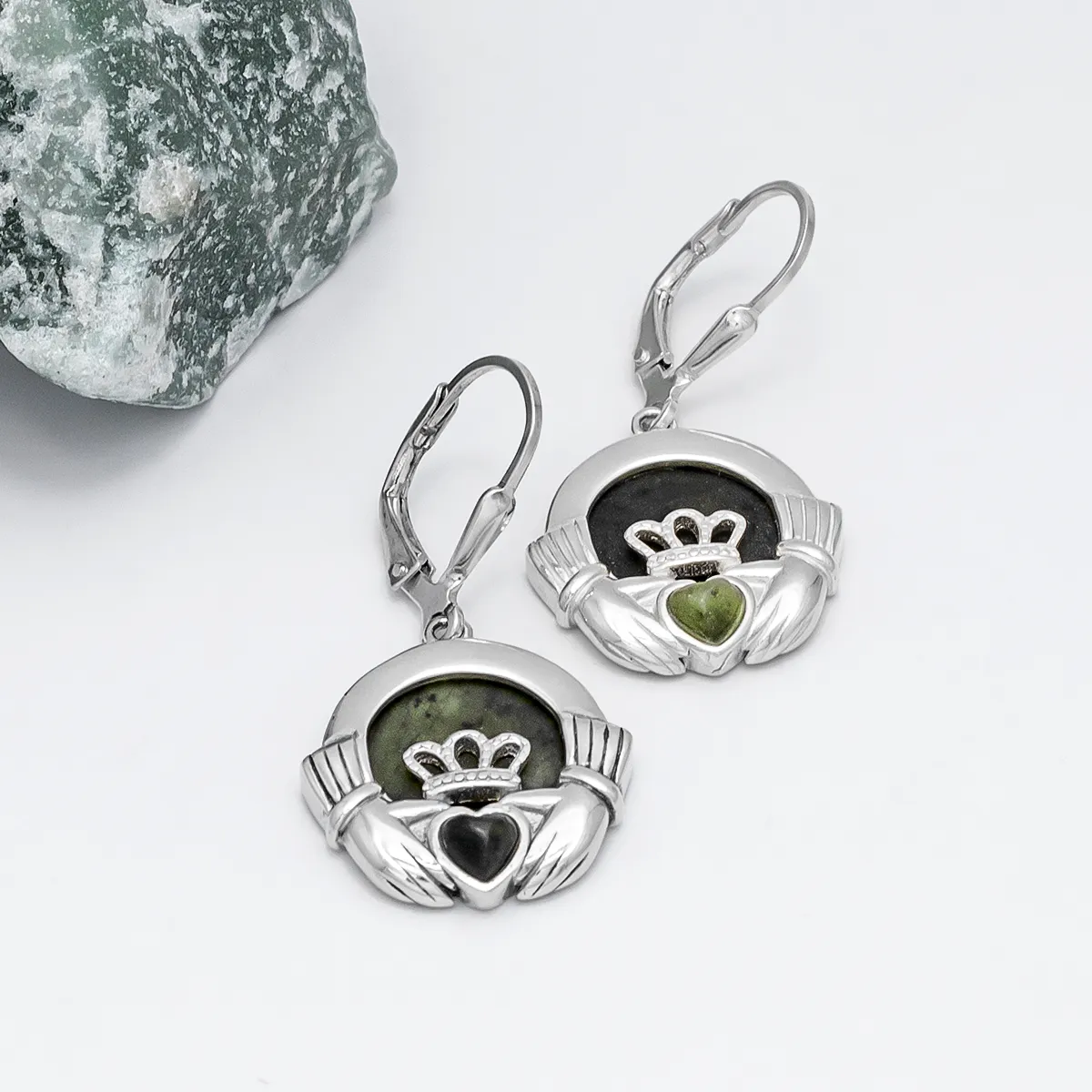 Connemara Marble Claddagh Drop Earrings...