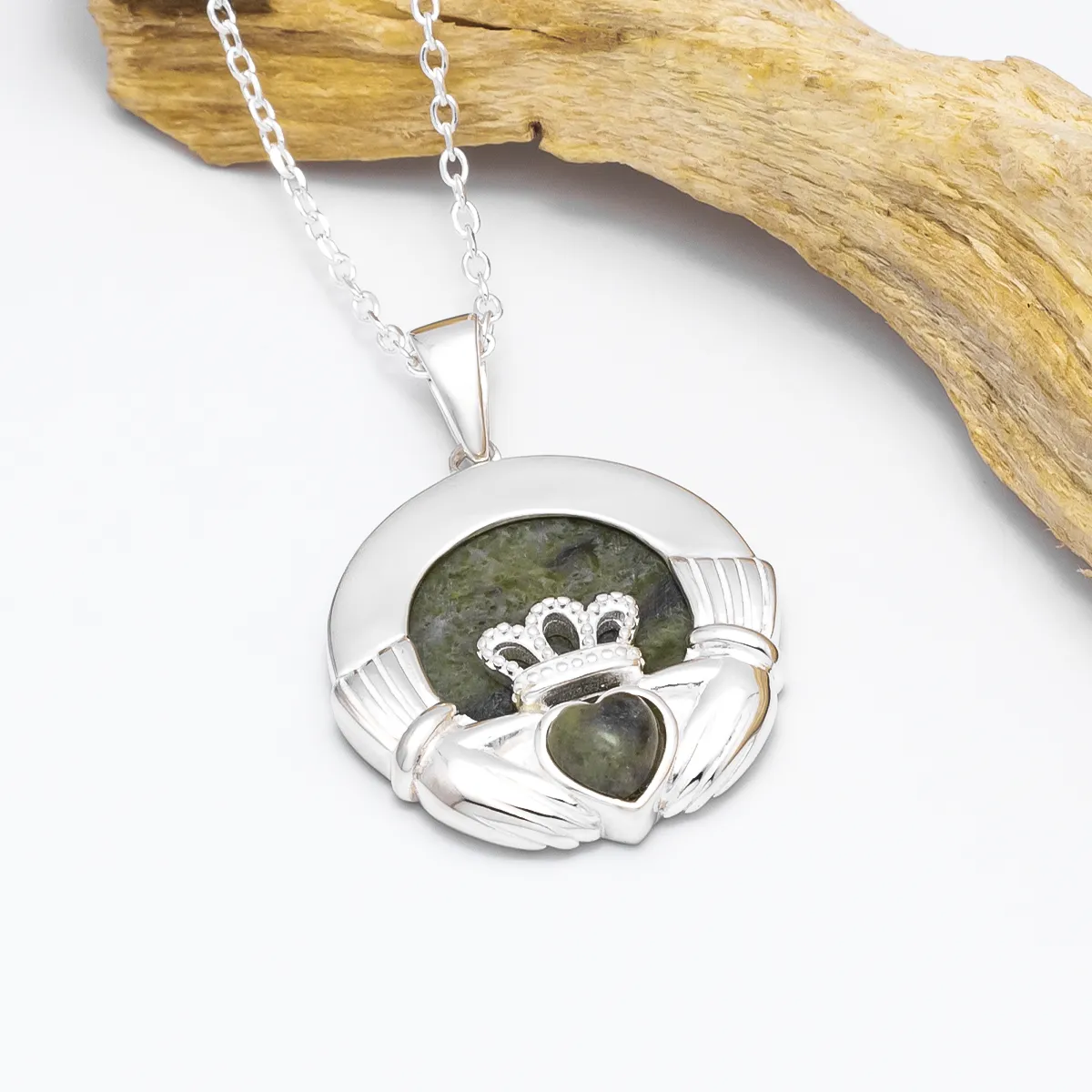 Connemara Marble Irish Claddagh Pendant...