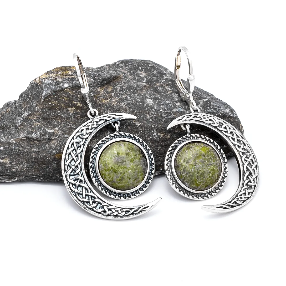 Connemara Marble Celtic Sun and Moon Earrings