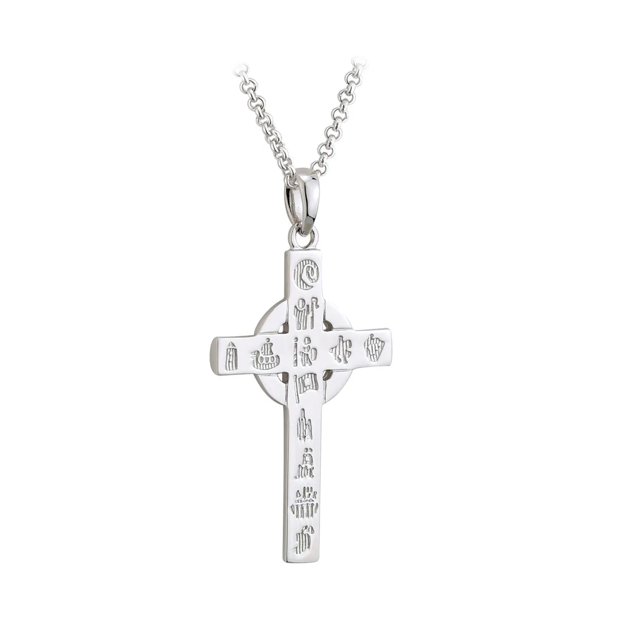 Sterling Silver History of Ireland Small Celtic Cross Pendant...