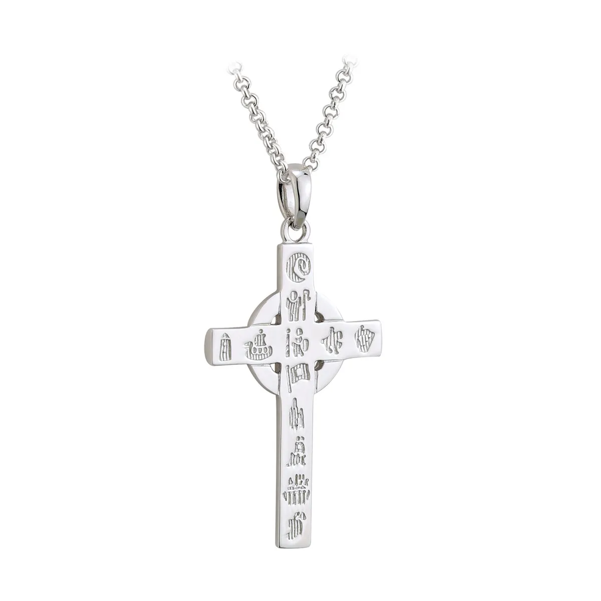 Silver History of Ireland Small Celtic Cross Pendant...