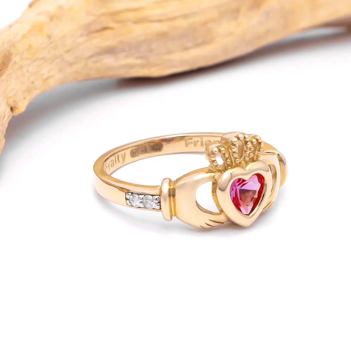 8 Gold January Claddagh Birthstone Ring 8webp...