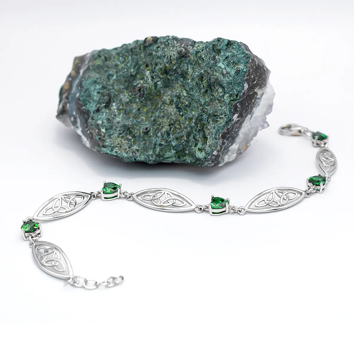 Sterling Silver Trinity Knot Stone Set Bracelet...