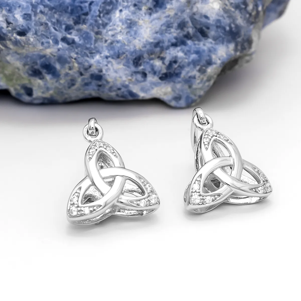Silver Trinity Knot Earrings with Cubic Zirconia