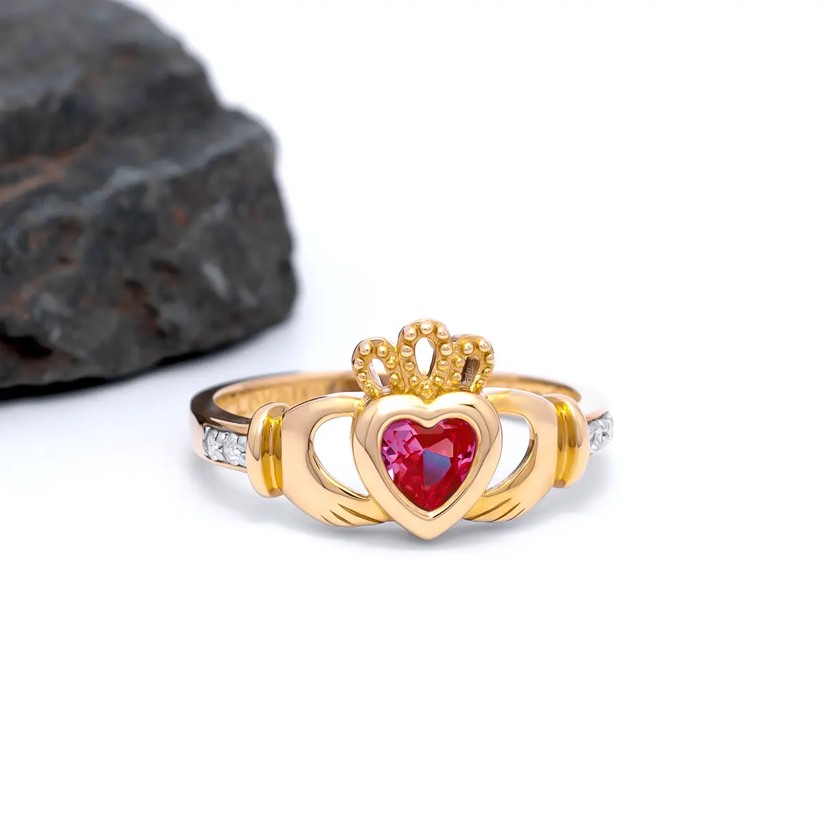 Gold January Claddagh Birthstone Ring...
