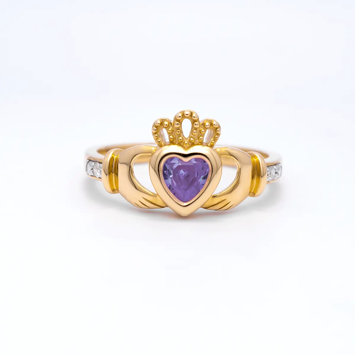 Gold June Claddagh Birthstone Ring...