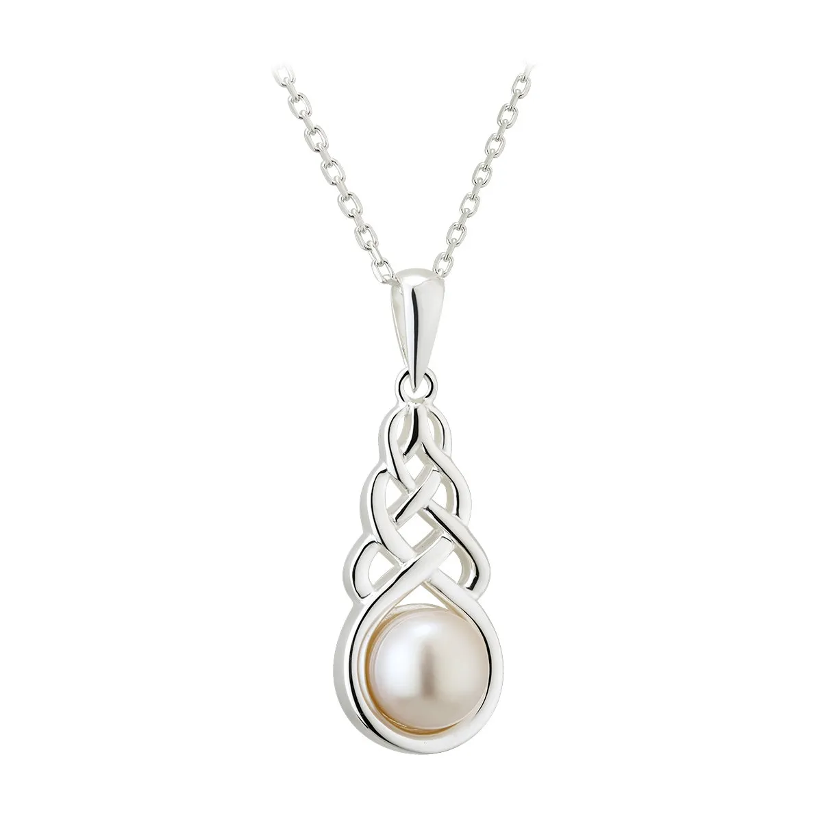 Freshwater Pearl Celtic Knot Pendant in Sterling Silver...