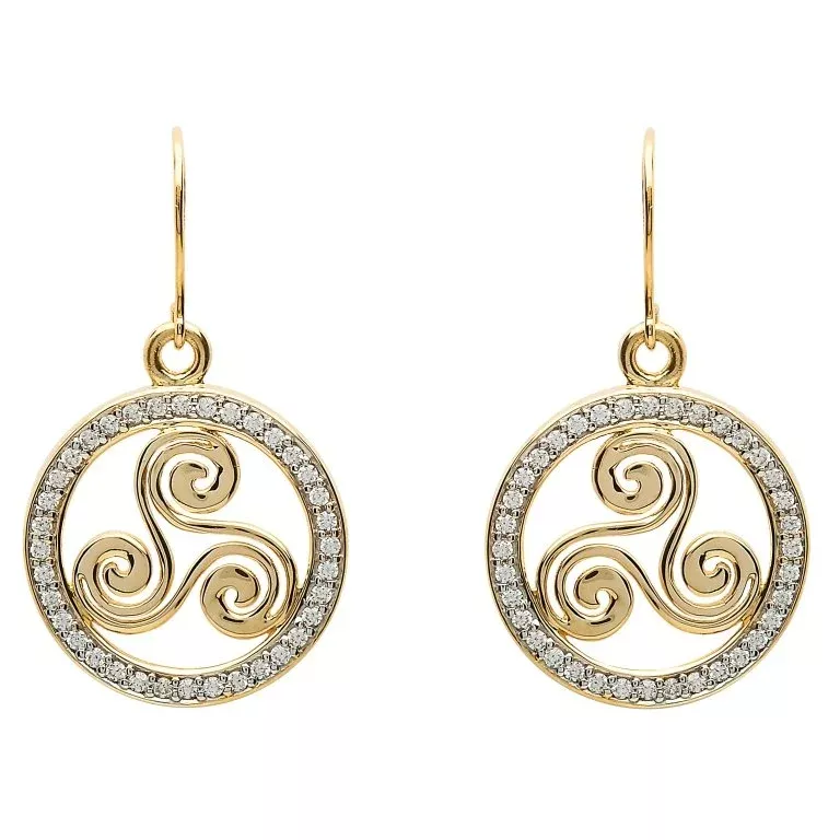 Gold 10k Celtic Swirl Stone Set Earrings 10E648 4...