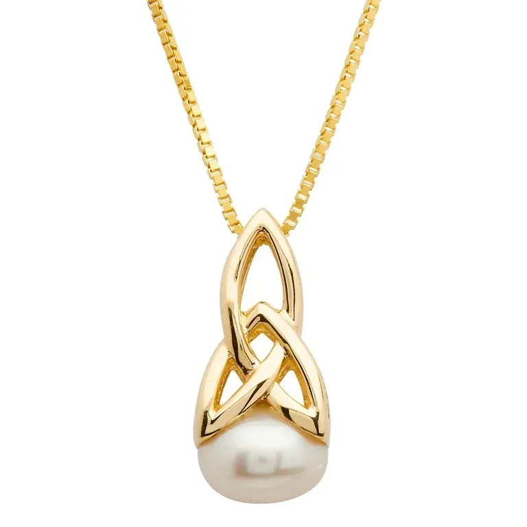 Png 10k Gold Celtic Pearl Trinity Necklace 10P640 4...