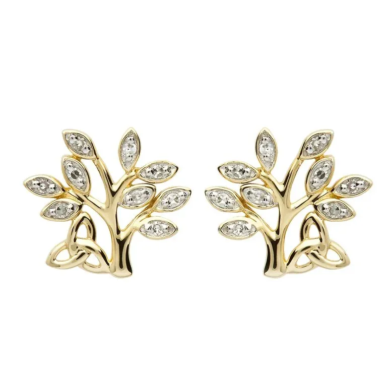 Diamond Tree of Life Stud Earrings
