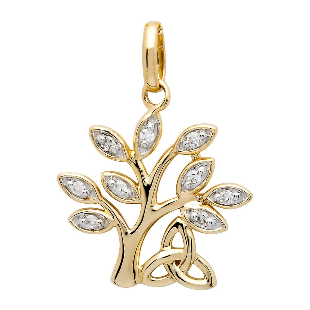 14k Yellow Gold Diamond Tree Of Life Stud Earrings 14E675 4