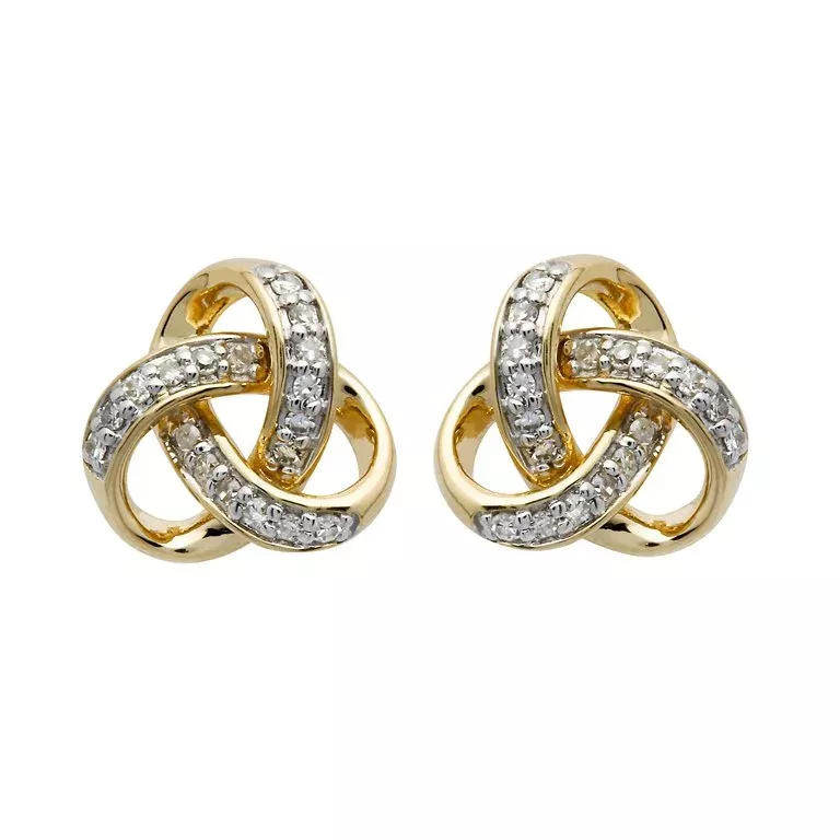 1 1 14k Gold Diamond Set Trinity Knot Stud Earrings 14E678 4