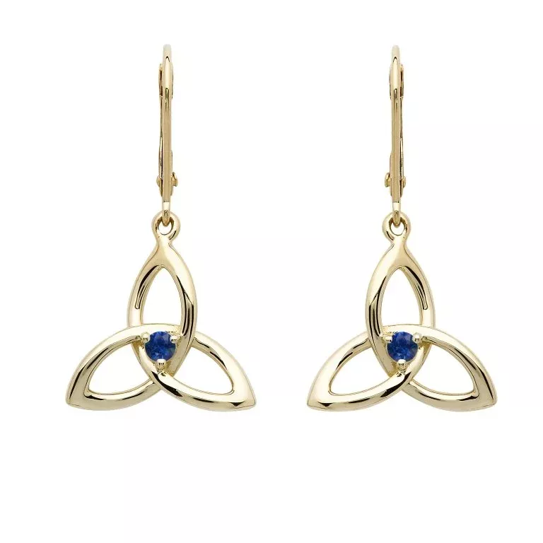 1 14k Yellow Gold Sapphire Trinity Earrings 14E683 4...