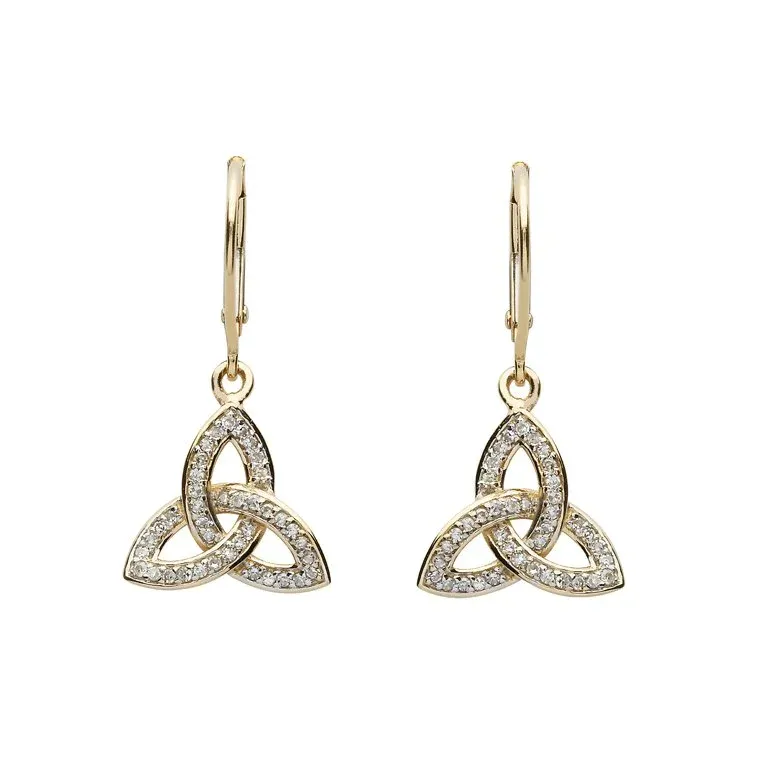 Png 14k Gold Diamond Set Trinity Knot Earrings 14E685 4...