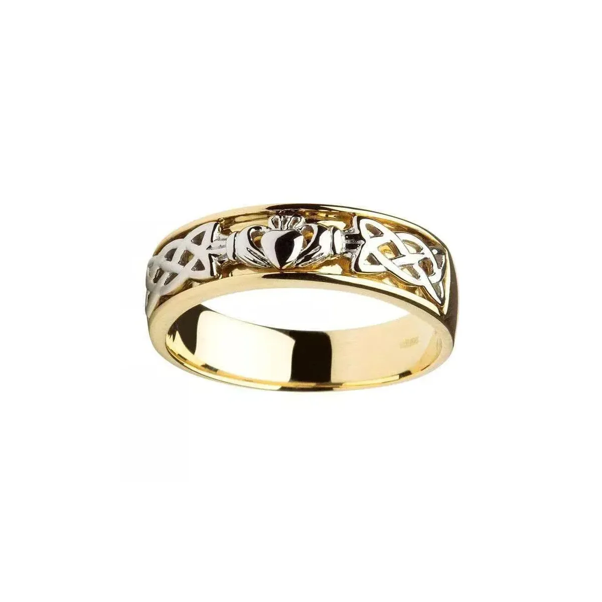 Gents Two Tone Claddagh Celtic Knot Wedding Ring...