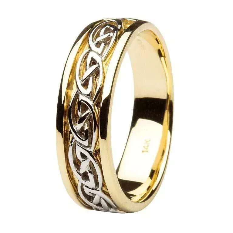 Gents Celtic Knot Wedding Band - Two Tone Gold
