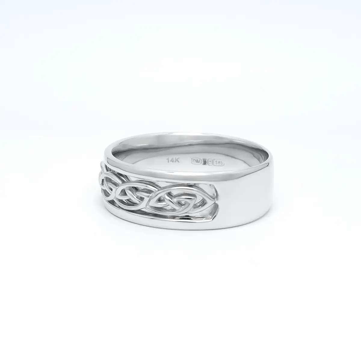 Mens White Gold Celtic Knot Ring 2...