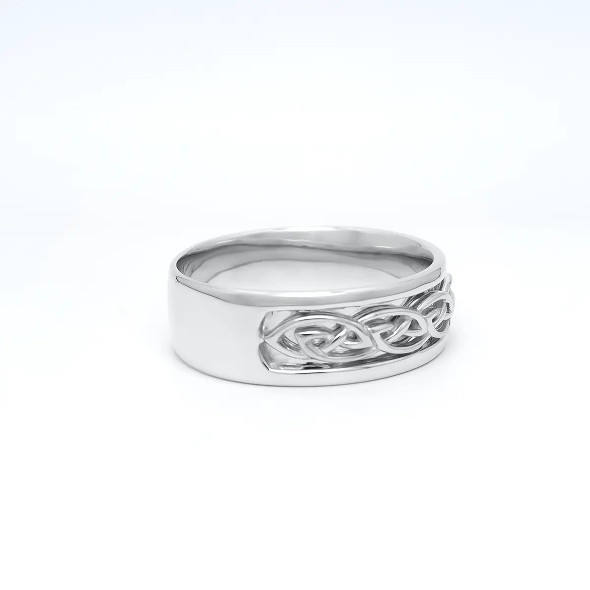 Mens White Gold Celtic Knot Ring 3...