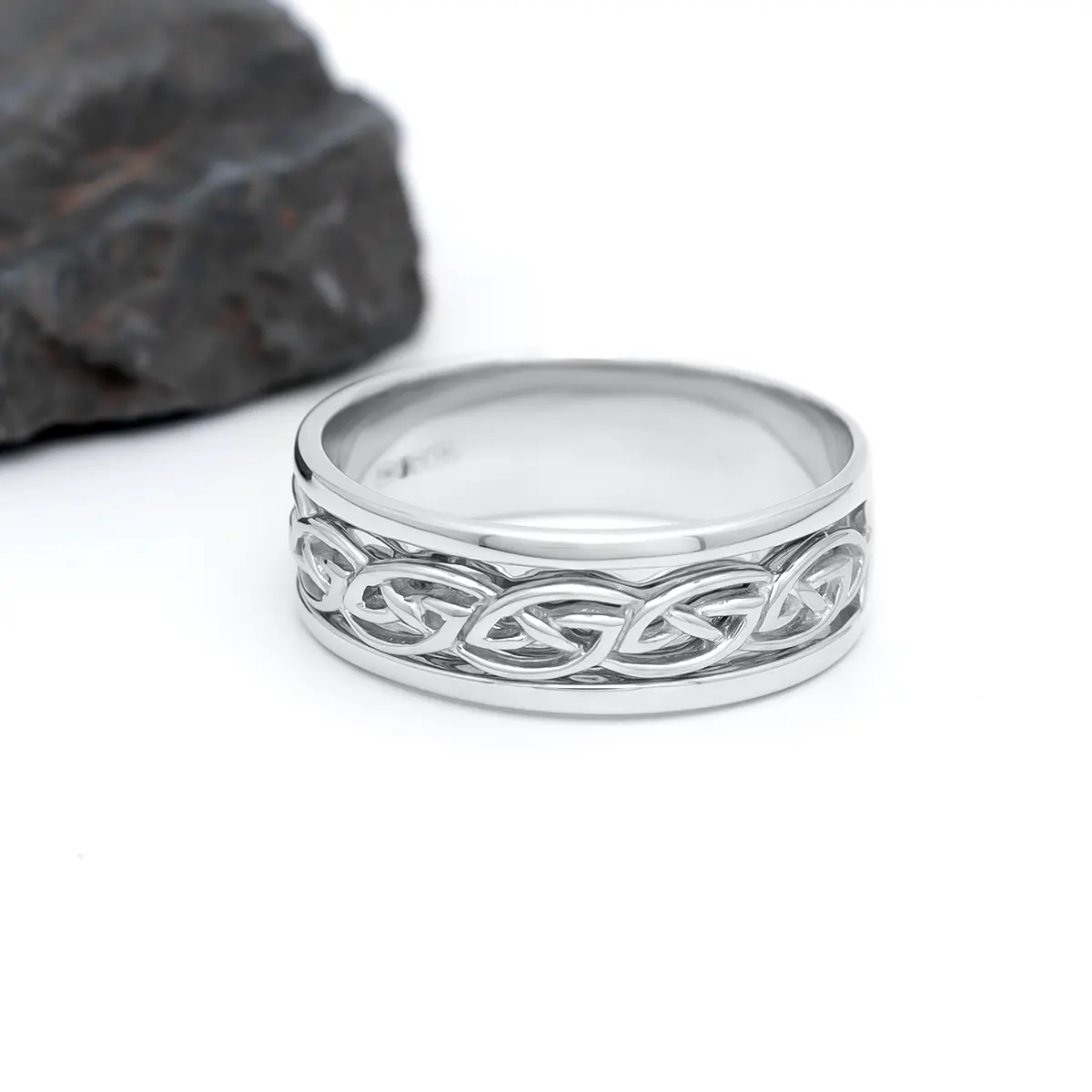 Mens White Gold Celtic Knot Ring 4...