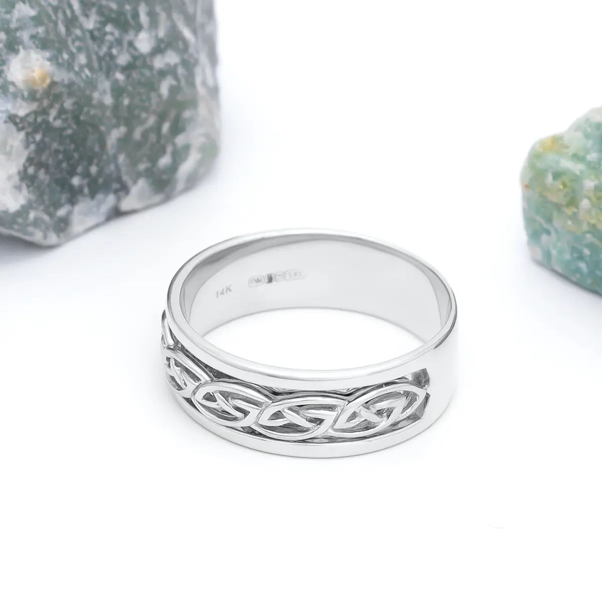 Mens White Gold Celtic Knot Ring 5...