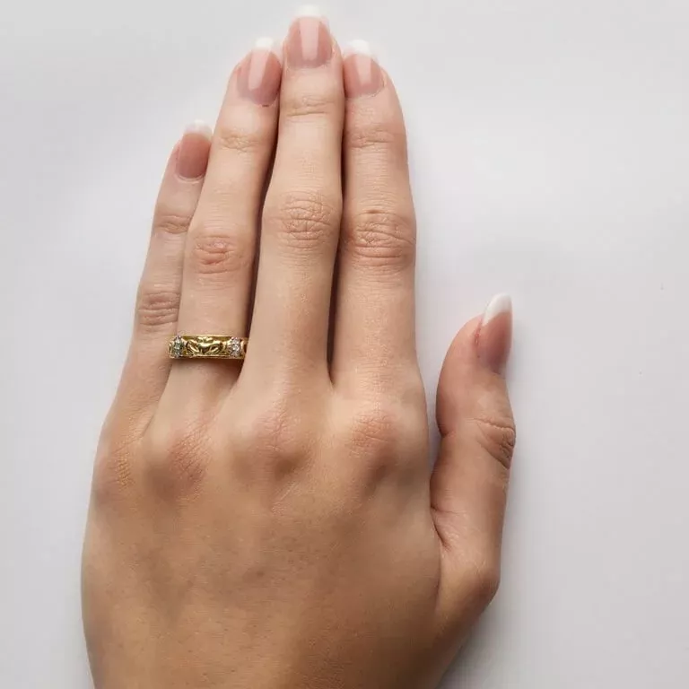 2 Claddagh Diamond Ladies Wedding Ring With Celtic Knot Design 14IC3_3 1