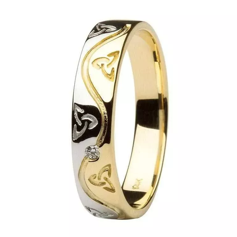 Trinity Knot Diamond Swirl Ring - Two Tone Gold, Gents Photo 9 