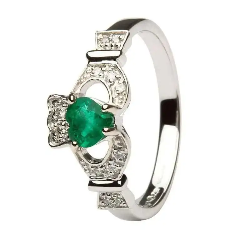 1 Ijc Ladies Claddagh With Emerald And Diamond 14L68WED 4...