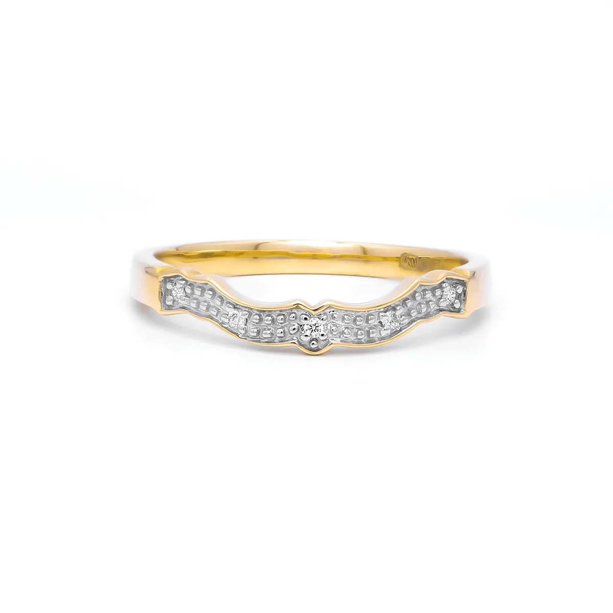 Yellow Gold Diamond Claddagh Ring Band...