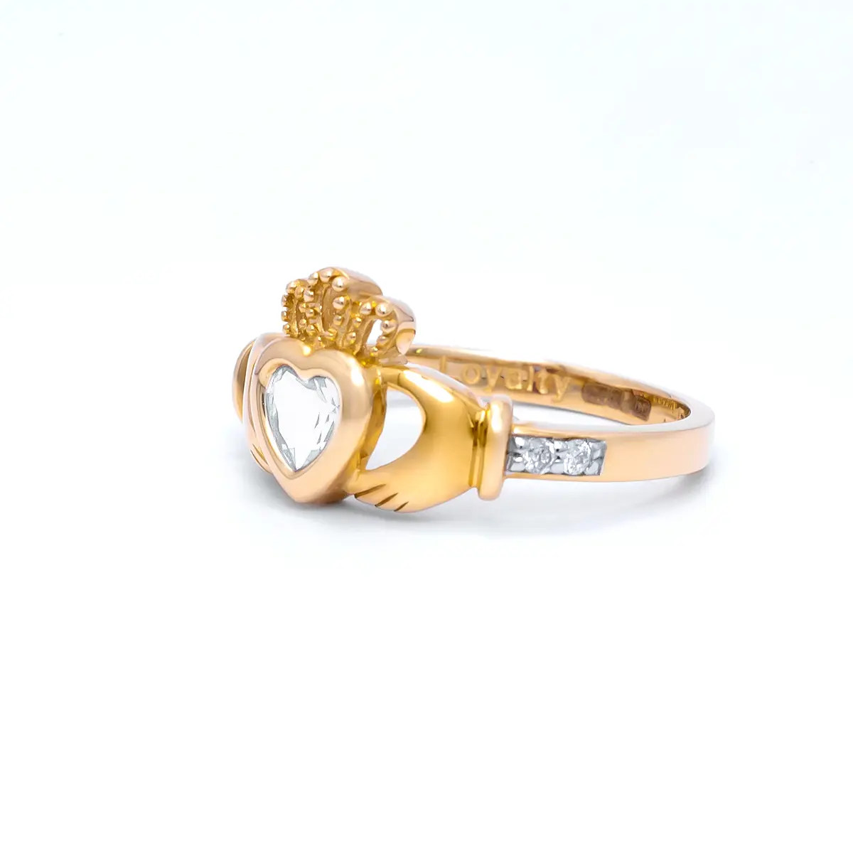 Gold April Claddagh Birthstone Ring 2webp...