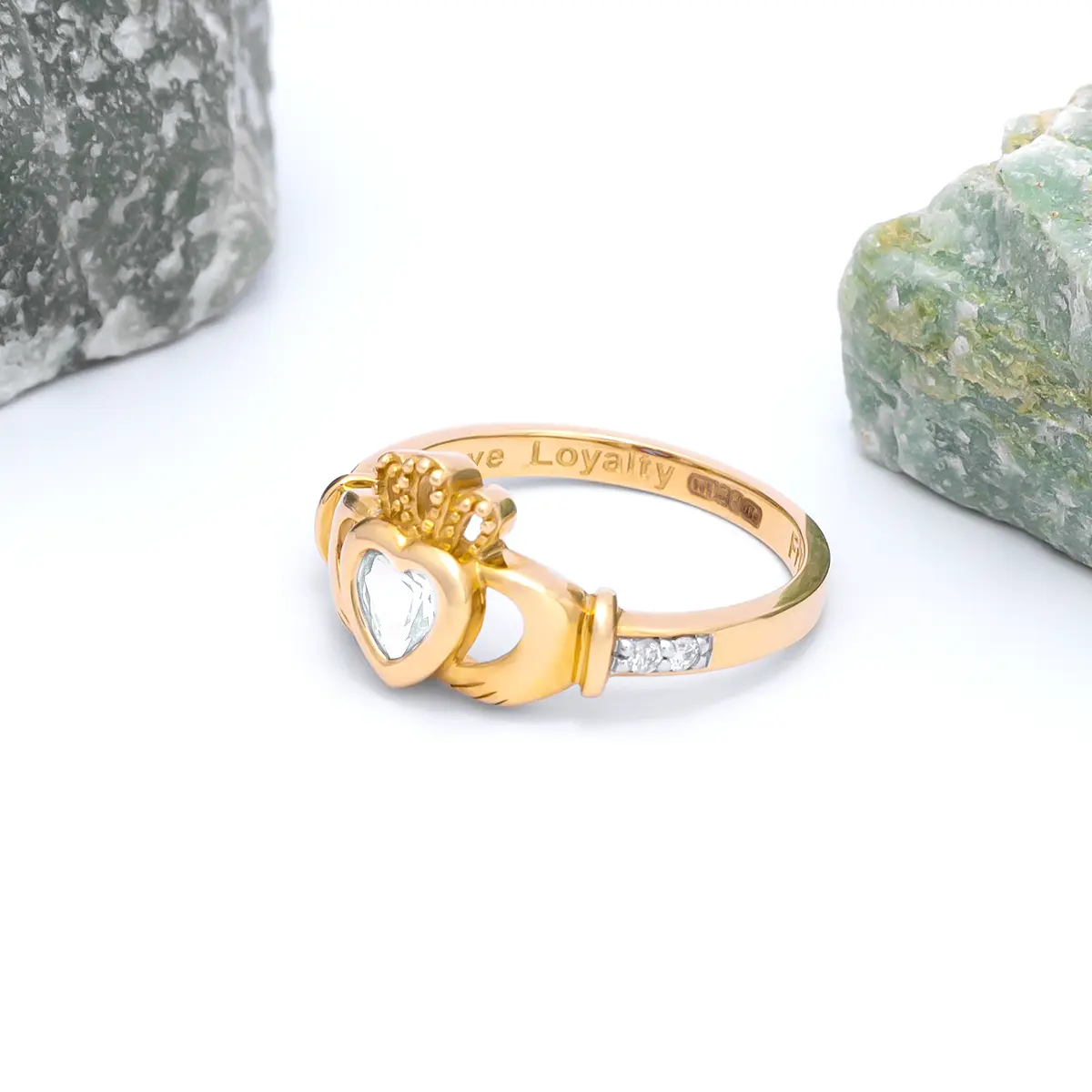Gold April Claddagh Birthstone Ring 5webp...