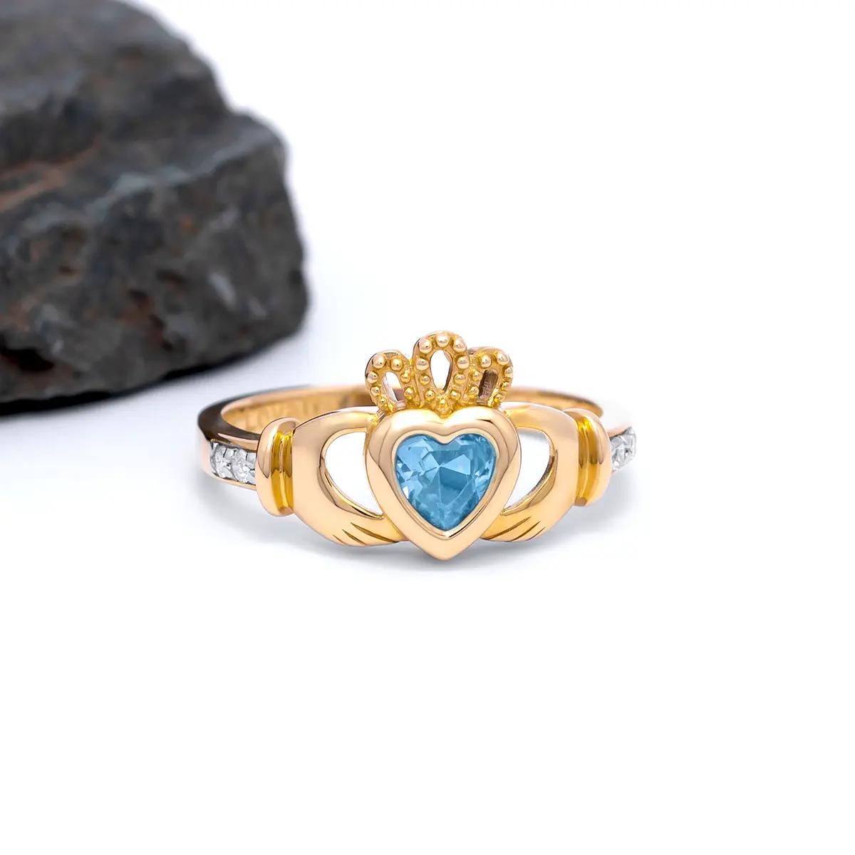 Gold December Claddagh Birthstone Ring...