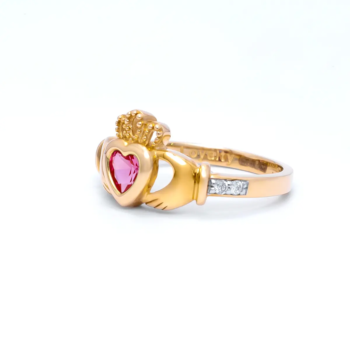 Gold July Claddagh Birthstone Ring Photo 4 